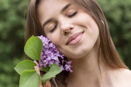 woman-lilac-branch