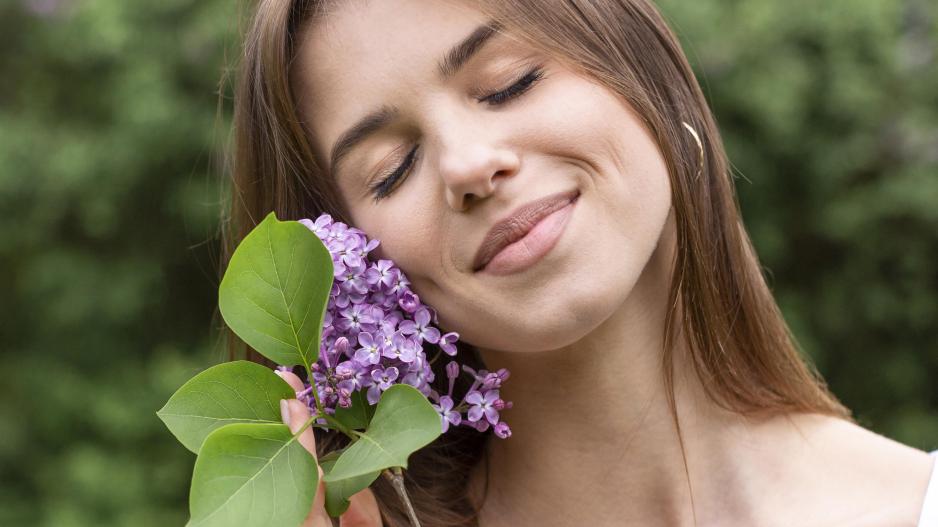 woman-lilac-branch